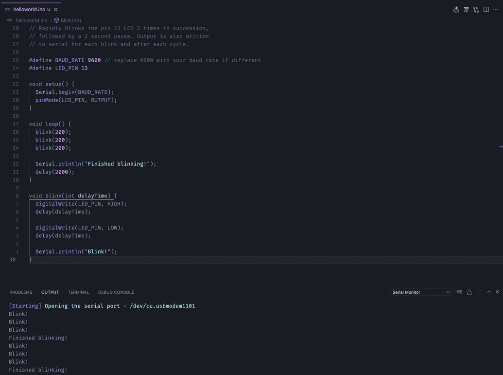 Output in the Serial Monitor